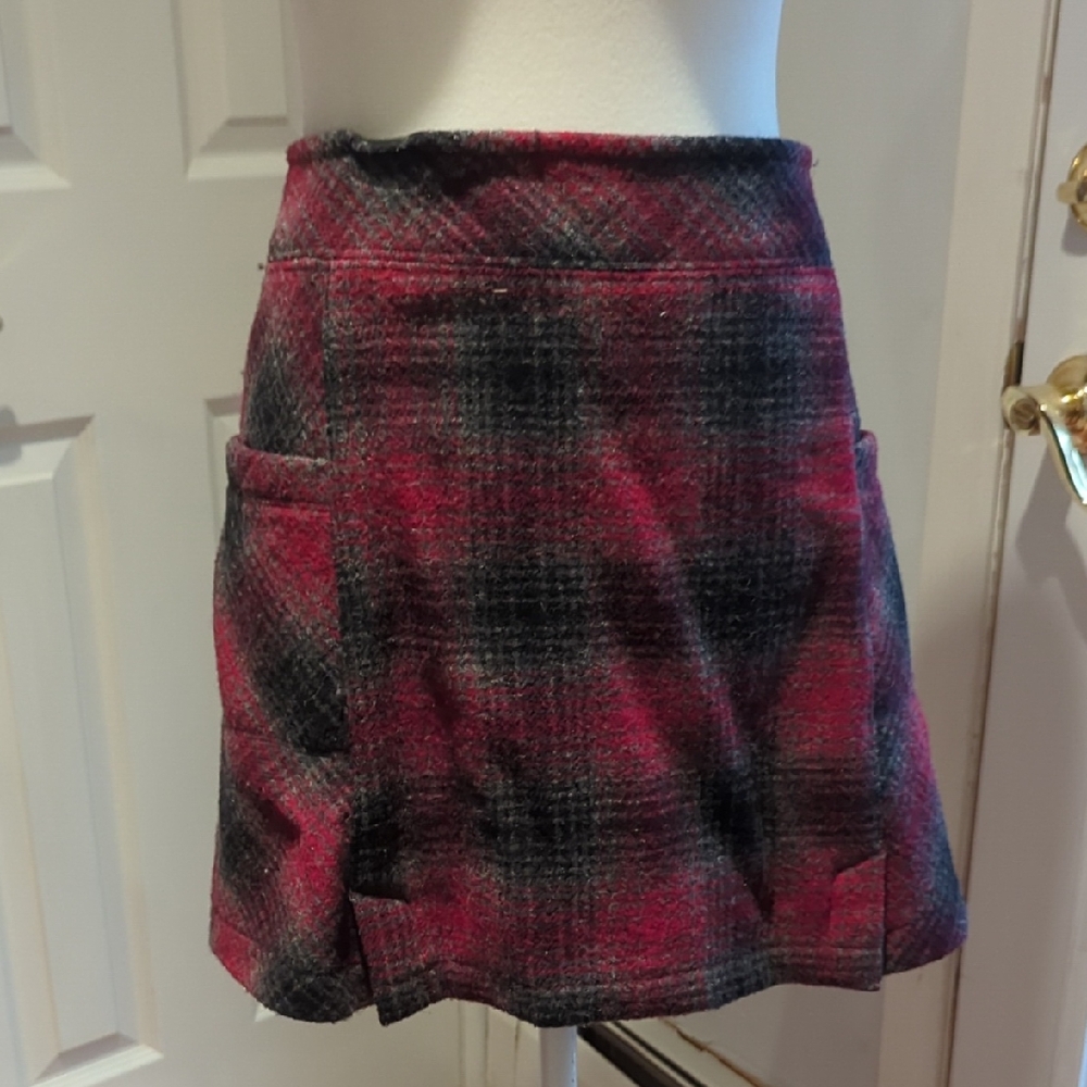 Woolrich Plaid Mini Skirt in Red and Black